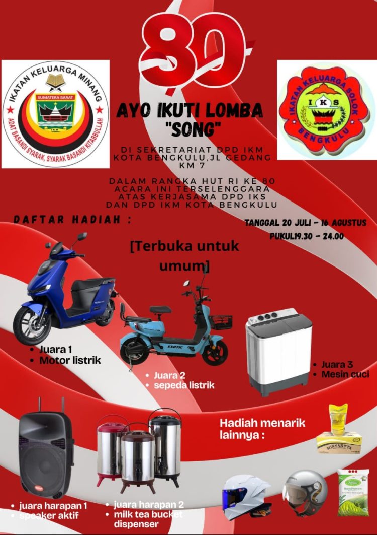 Sambut HUT RI ke 80, DPD IKM Berkalaborasi Dengan DPD IKS Kota Bengkulu Gelar Lomba “SONG”